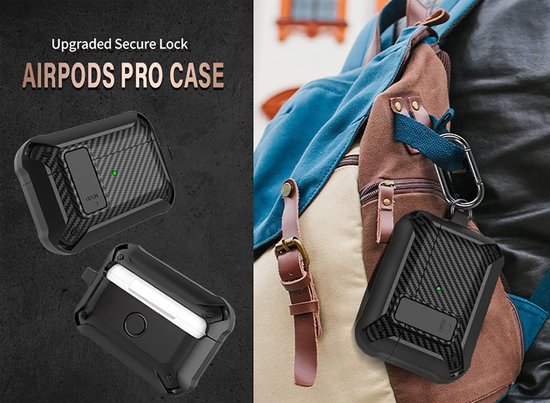 Coque De Protection Pour AirPods Pro 1 Et 2 - Avec Stylo Nettoyage, Mousqueton Et Verrou Sécurisé, Antichoc, Vert - 3