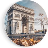 Artaza Forex Muurcirkel Arc De Triomphe In Parijs Tijdens De Herfst - 60x60 cm - Wandbord - Wandcirkel - Rond Schilderij - Wanddecoratie Cirkel