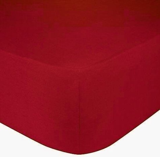 Princess Line- Comfortabel Ultra-Soft-Hoeslaken -100% katoen-Jersey -Stretch -Strijkvrij- Rondom elastiek-Hoekhoogte tot 30cm-2Persoons-160x200 cm-Rood