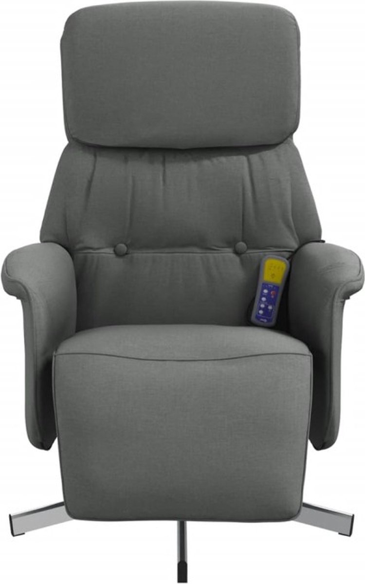 vidaXL Massagestoel Verstelbaar met Voetensteun Donkergrijs