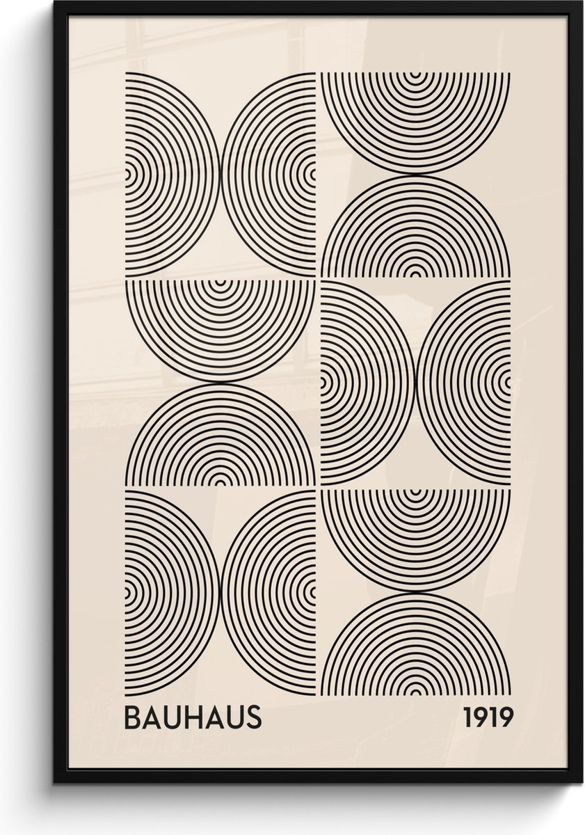 FrameYourWall Poster in lijst - Fotolijst 80x120 cm - Posters - Bauhaus - Vintage - Modern - Zwart - Art - Posterlijst zwart - Decoratie - Wanddecoratie woonkamer - Muurdecoratie slaapkamer