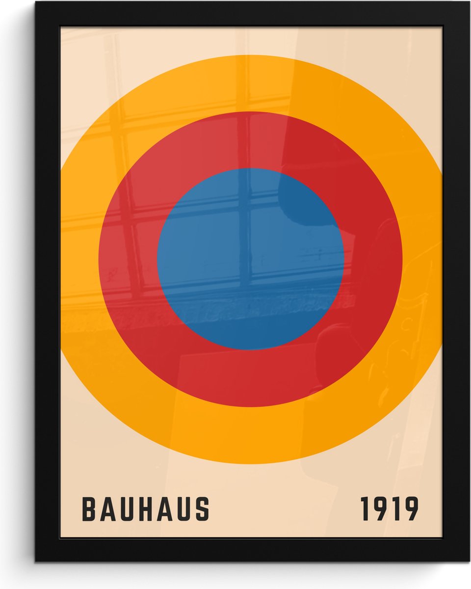FrameYourWall Poster in lijst - Fotolijst 30x40 cm - Posters - Bauhaus - Abstract - Vintage - Kunst - Art - Posterlijst zwart - Decoratie - Wanddecoratie woonkamer - Muurdecoratie slaapkamer Kleurrijk
