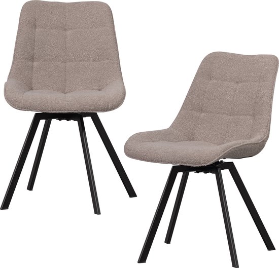 WOOOD Chaise pivotante Sutton, polyester, gris chaud, Set de 2