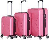 Kofferset Traveleo Babij - 3-delig - Complete Set - Koffer - Handbagage 35L + 65L en 90L Ruimbagage - ABS03 - roze
