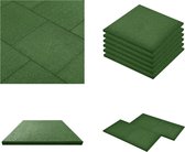 vidaXL Valtegels 6 st 50x50x3 cm rubber groen - Valmat - Valmatten - Rubberen Mat - Rubberen Vloertegel