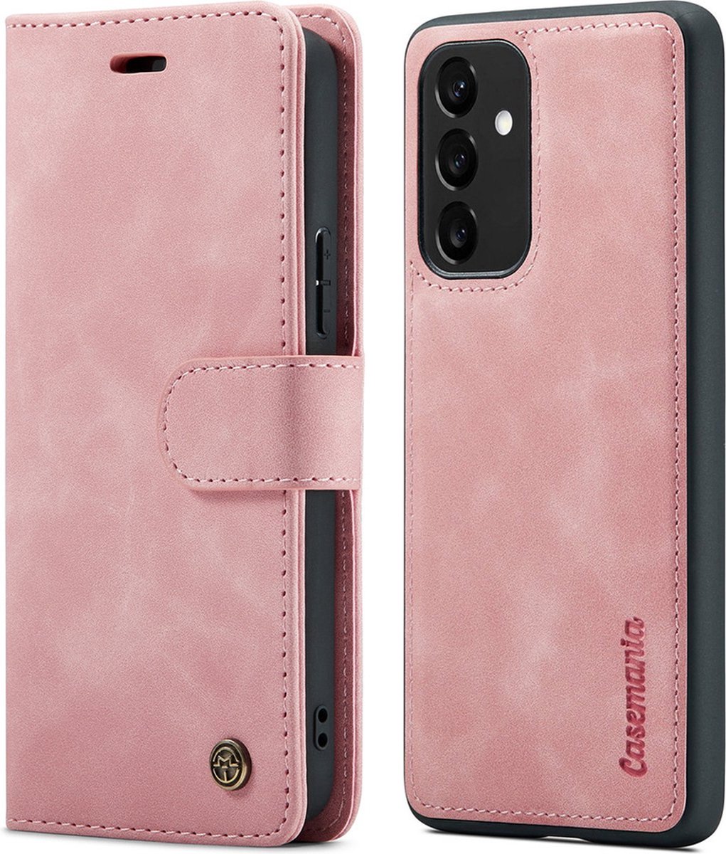 CaseMania Bookcase hoesje geschikt voor Samsung Galaxy A24 - Effen Roze - Kunstleer