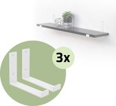 ML-Design 6-delige plankbeugel, 20x4x14cm wit gemaakt van metaal, 8 inch plankbeugels, industriële plankbeugels, planksteun voor wandmontage, 90 graden wandbeugel, L-vormige wandplank, incl. schroeven