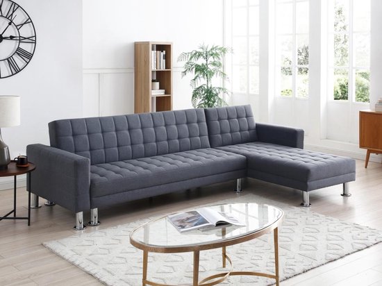 Canapé lit d'angle modulable avec revêtement en tissu gris – WILLIS II L 290 cm x H 79 cm x P 173 cm