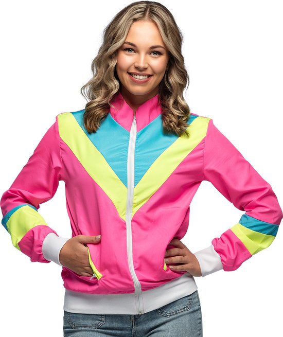 Boland - Trainingsjasje Retro babe neonroze (L) - Volwassenen - -