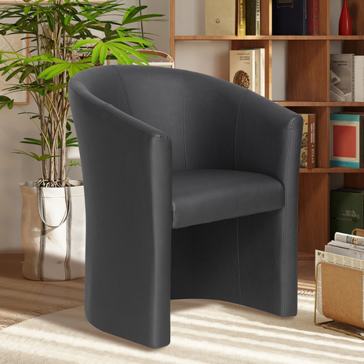 Charlie' PU Zwart Kuipstoel | H 81 x B 64 x D 62 cm
