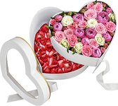 2-laags hartvormige bloemengeschenkdoos met deksel - B 23 x L 19,5 x H 16,5 cm Grote doos Geschenkdoosset - Geschenkdoos Verjaardag, Geschenkdoos Bruiloft, Bloemen & Decoratie