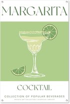 Tuinposter 80x120 cm - Margarita - Groen - Cocktail - Vintage - Tuindecoratie voor buiten - Schutting decoratie - Tuin - Beach bar accessoires - Tuindoek - Buitenposter