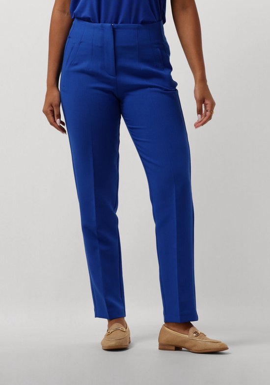 Jansen Amsterdam Wq440 Woven High Waisted Ankle Pants Broeken Dames - Blauw - Maat L