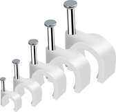 FSW-Products - Spijkerclip - Kabelclip - Kabelklem - Kabelhouder - 10 mm - 100 Stuks - Wit - Spijkerclips