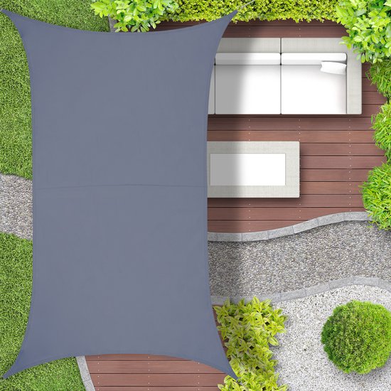 Relaxdays schaduwdoek rechthoekig, 2,5 x 3,5 m, waterafstotend, polyester, met scheerlijnen, tuin & balkon, groen