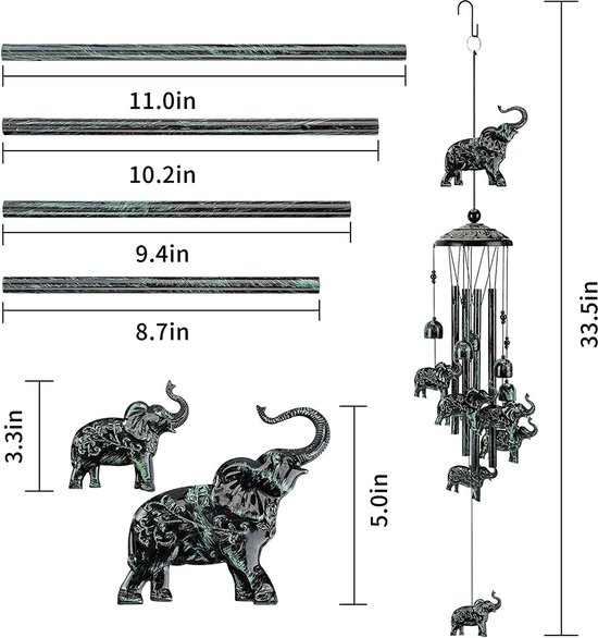 Windgong voor buiten, grote diepe toon, 106 cm windgong afgestemde rustgevende melodische tinten, herdenkingsgeschenk voor moeder, vader, oma, geliefde, sympathie, windgong diepe toon voor buiten