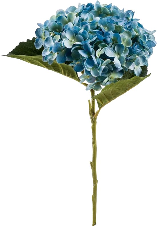 Emerald Kunstbloem hortensia tak - Annabelle - 52 cm - blauw - Kunst zijdebloem - Hydrangea