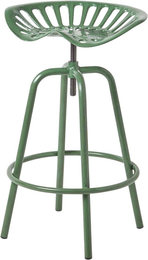 Homescapes - Vintage barkruk tractorzitting in hoogte verstelbaar - 74cm - groen