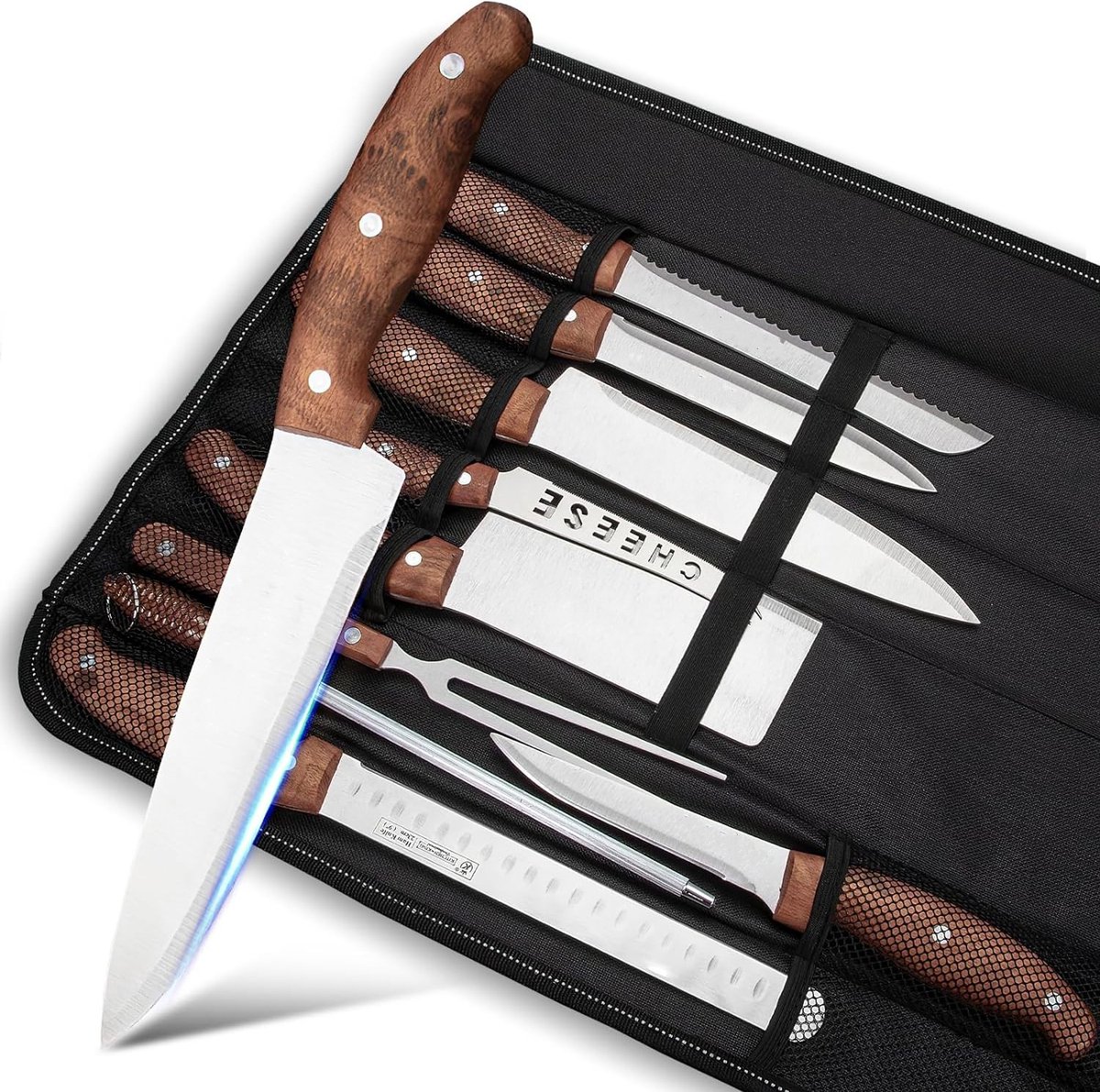 Bol.com Royalty Line® K9C Messenset - 9 Delige Keuken Messensets met Opbergtas - Keukenmes - Koksmessen Set - RVS - Met Zak - RV... aanbieding