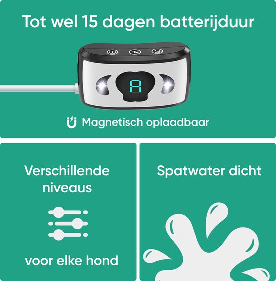 Animigo Anti Blafband voor honden - zonder schokken - Met ultrasoon geluid en trillingen - Oplaadbaar