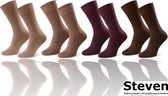 STEVEN - 72% Katoen Sokken EU MADE - Bruintinten - Voor onder een Pak Nette Schoenen - Multipack 4 Paar - Comfort Kwaliteit Duurzaamheid - Naadloze Effen Heren Sokken Maat 45 46 47
