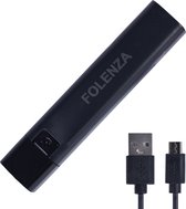 Folenza Mini lampe de poche USB-C 4 modes d'éclairage rechargeable résistante à l'eau Zwart