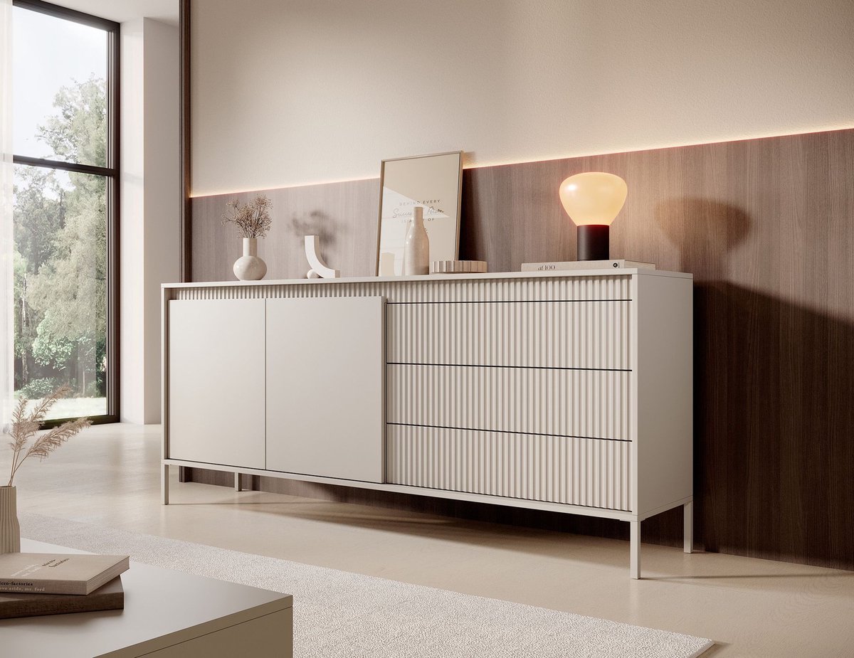 Meubella - Dressoir Saran - Beige - 187 cm