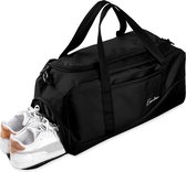 Sporttas en reistas voor heren en dames - met schoenenvak en natvak - Tas voor fitness, sport en reizen - Trainingstas, zwart, Sport