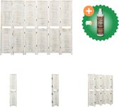 vidaXL Kamerscherm met 6 panelen 215x166 cm massief hout antiekwit - Kamerscherm - Inclusief Houtreiniger en verfrisser