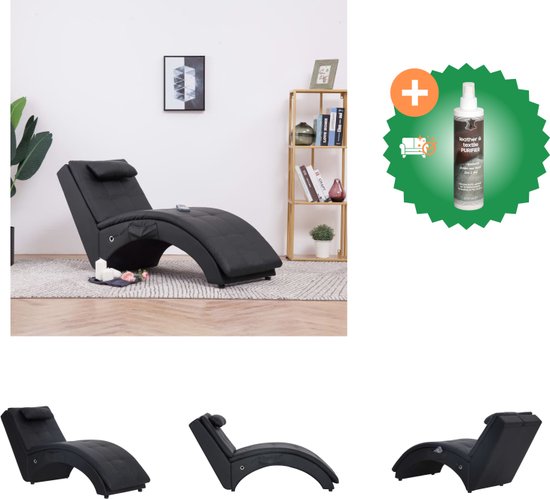 vidaXL Massage chaise longue met kussen kunstleer zwart - Chaise longue - Inclusief Reiniger