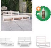 vidaXL 3 delige Loungeset massief grenenhout wit Tuinset Inclusief Houtreiniger en verfrisser