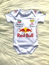 Red Bull Racing F1 Baby Romper Onesie | Wit | 100% katoen | Verstappen 1 | Honda Editie F1 Fans | Ideaal F1 cadeau | Maat 68 | 3-6 MND
