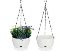 hangpotten met opvangbakjes - set van 2 - reservoir - 60 x 24 cm - binnen - buiten