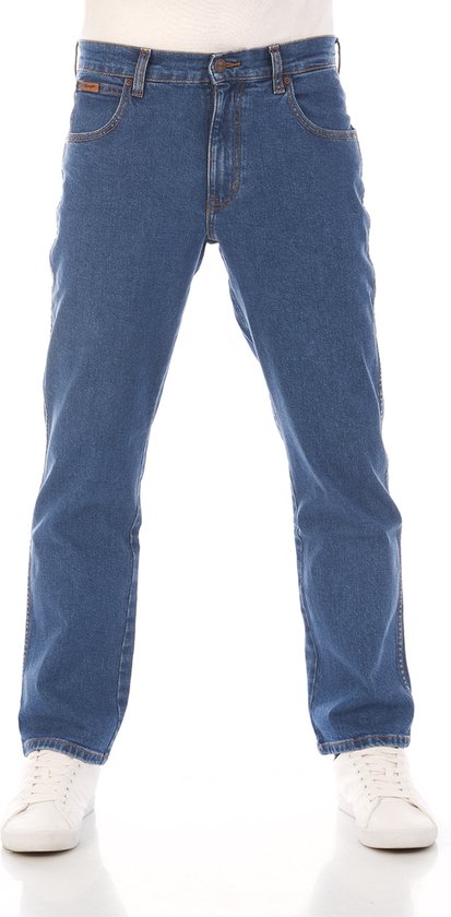 Wrangler Heren Jeans Broeken Texas Stretch regular/straight Fit Blauw 34W / 30L Volwassenen Denim Jeansbroek