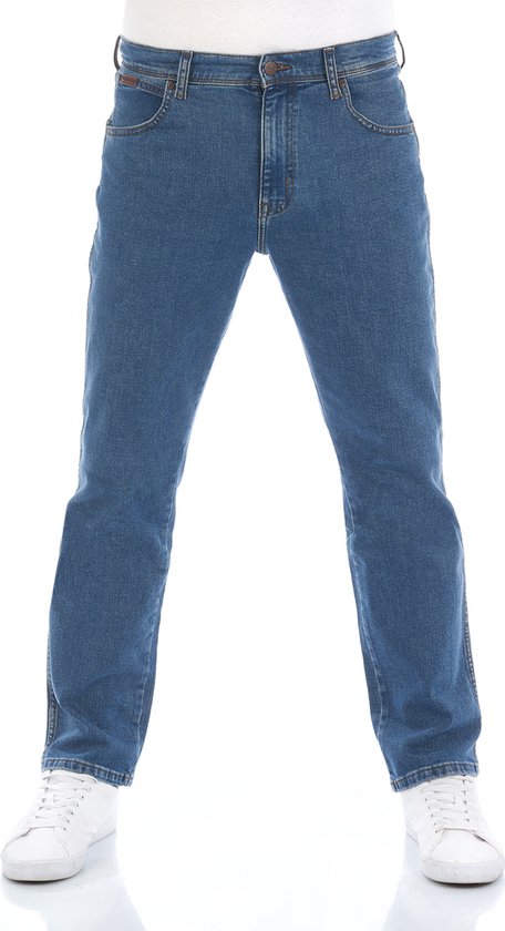 Wrangler Heren Jeans Broeken Texas Stretch regular/straight Fit Blauw 33W / 36L Volwassenen Denim Jeansbroek