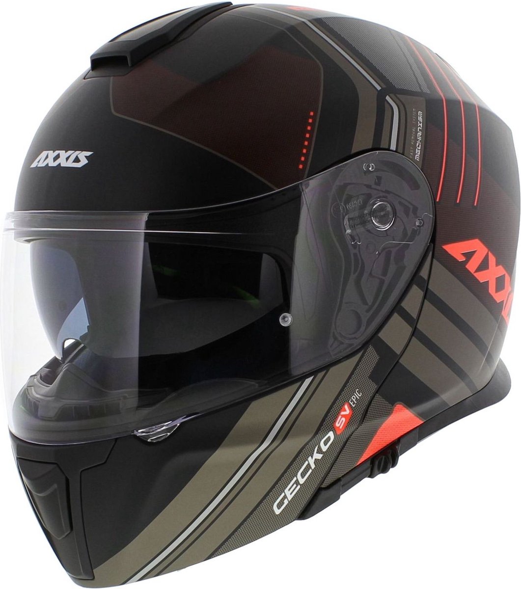Axxis Gecko SV systeem helm Epic mat zwart rood XXL