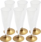 Santex Champagneglazen - 100x - plastic - 140 ml - goud - herbruikbaar