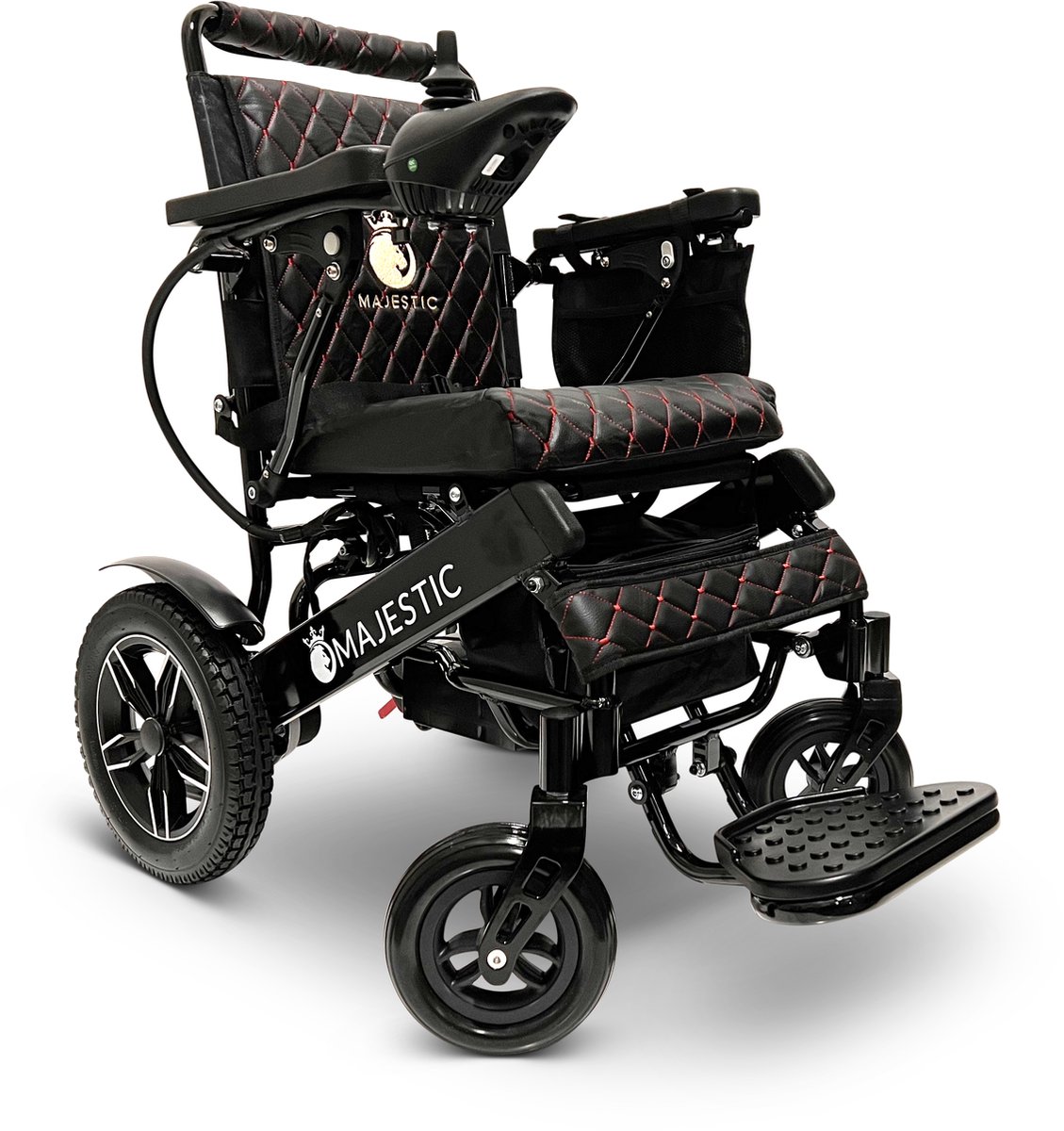 Goedkoopste COMFYGO IQ-8000 Elektrische rolstoel, Lichtgewicht, Draadloze afstandsbediening, Handmatig opvouwbaar, Niet achterover leunen, 12AH Li-ion, tot 20km, 45cm, Zwart frame & Zwart leer textiel