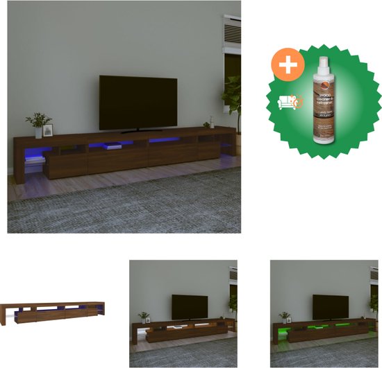 vidaXL Tv-meubel met LED-verlichting 290x36-5x40 cm bruineikenkleurig - Kast - Inclusief Houtreiniger en verfrisser