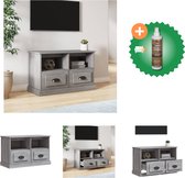 vidaXL Tv-meubel 80x35x50 cm bewerkt hout grijs sonoma eikenkleurig - Kast - Inclusief Houtreiniger en verfrisser
