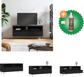 vidaXL Tv-meubel 100x34-5x44-5 cm bewerkt hout zwart - Kast - Inclusief Houtreiniger en verfrisser