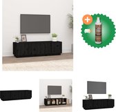 vidaXL Tv-meubel 140x40x40 cm massief grenenhout zwart - Kast - Inclusief Houtreiniger en verfrisser