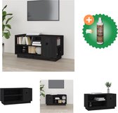 vidaXL Tv-meubel 80x35x40-5 cm massief grenenhout zwart - Kast - Inclusief Houtreiniger en verfrisser