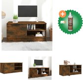 vidaXL Tv-meubel 80x35x36-5 cm bewerkt hout gerookt eikenkleurig - Kast - Inclusief Houtreiniger en verfrisser