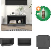 vidaXL Tv-meubel 60x35x35 cm massief grenenhout grijs - Kast - Inclusief Houtreiniger en verfrisser