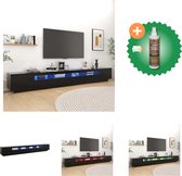 vidaXL Tv-meubel met LED-verlichting 300x35x40 cm zwart - Kast - Inclusief Houtreiniger en verfrisser