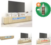 vidaXL Tv-meubel met LED-verlichting 200x35x40 cm sonoma eikenkleurig - Kast - Inclusief Houtreiniger en verfrisser