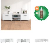 vidaXL Tv-meubel 140x40x35 cm bewerkt hout wit - Kast - Inclusief Houtreiniger en verfrisser