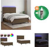 vidaXL Boxspring met matras en LED stof donkerbruin 140x200 cm - Bed - Inclusief Reiniger