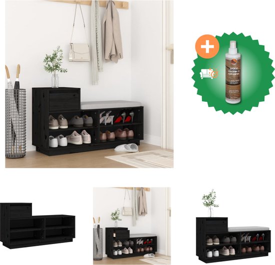 en.casa Gjern Schuhkommode 91x72x37cm mit 2 Türen Marmor, schwarz